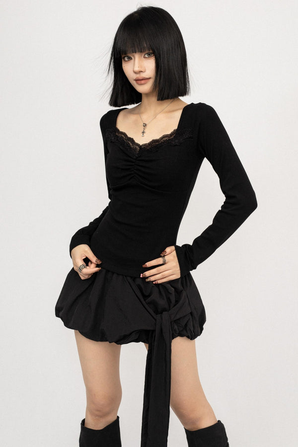 Backless Strappy Long Sleeve Top