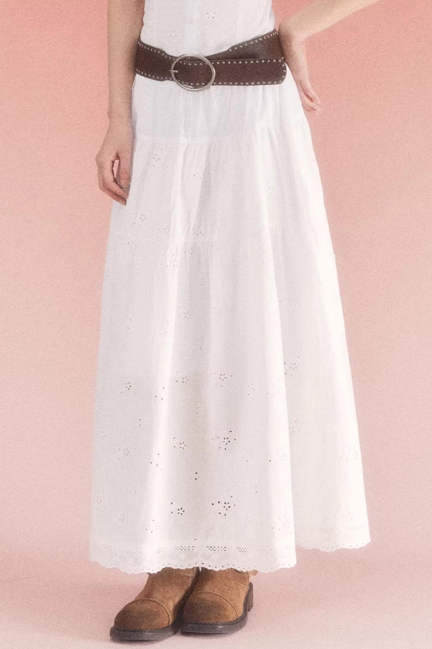 High-Waisted Jacquard A-Line Skirt