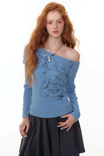 American Rabbit Print Knitted Top