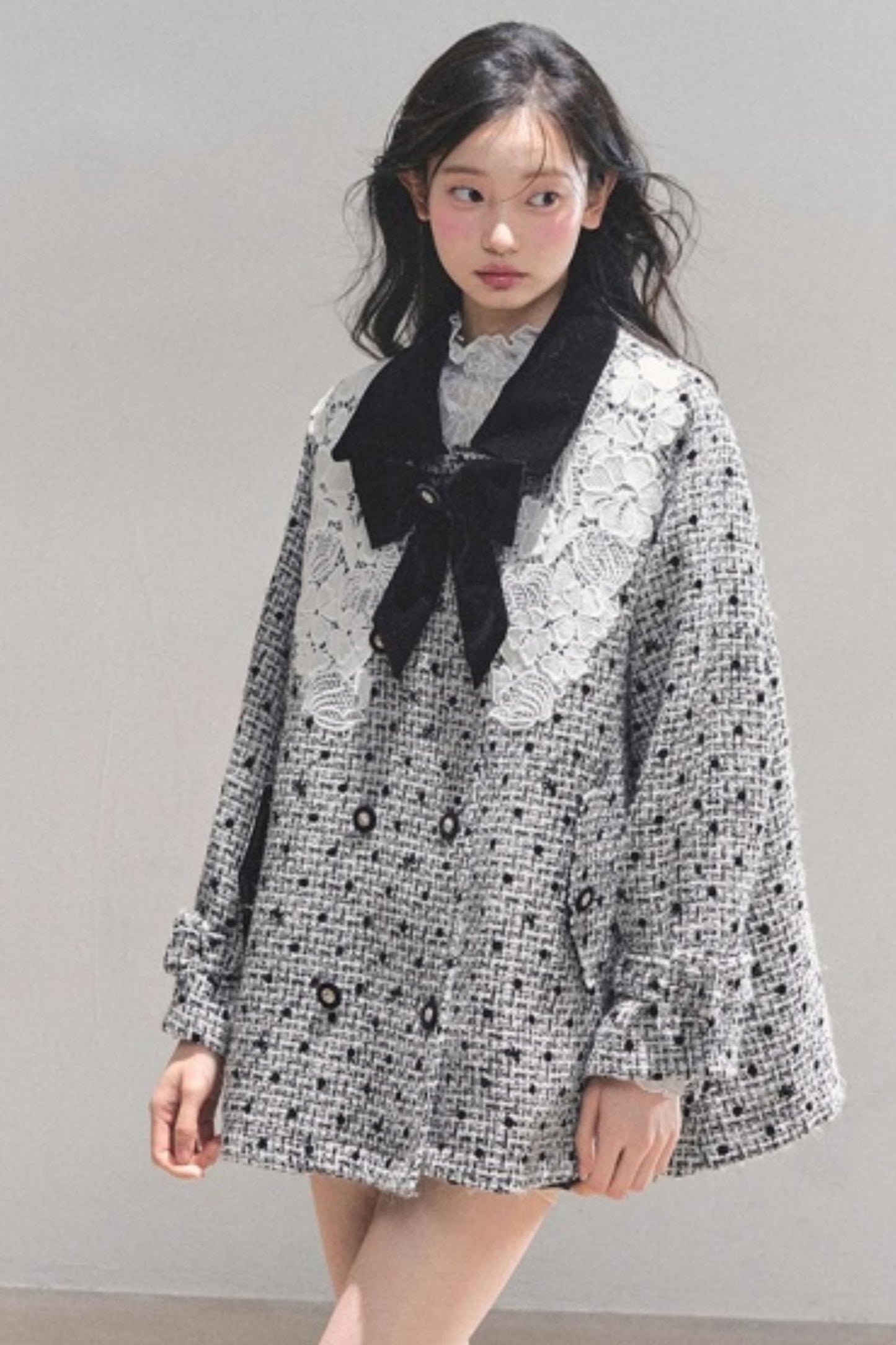 Lace Plaid Winter Coat