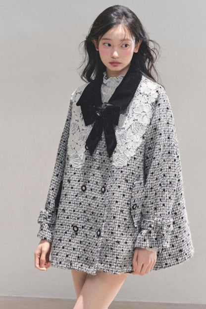 Lace Plaid Winter Coat