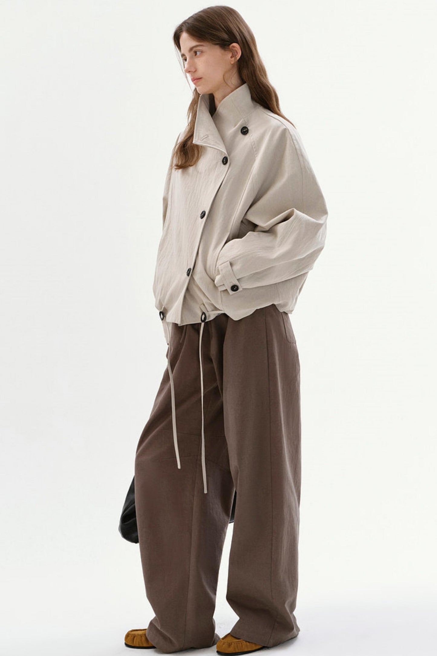 Elegant Drawstring Trench Coat