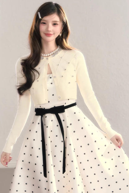 French Polka Dot A-Line Dress