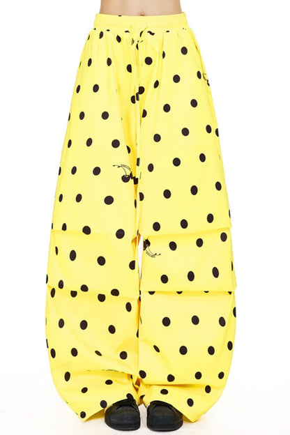 Retro Polka Dot Wide-Leg Pants