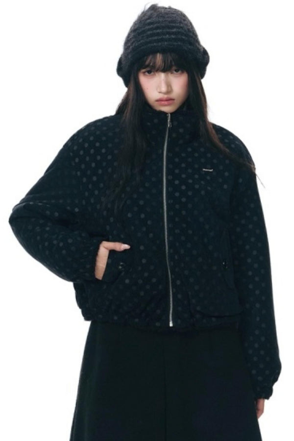 Polka Dot Woolen Reversible Jacket