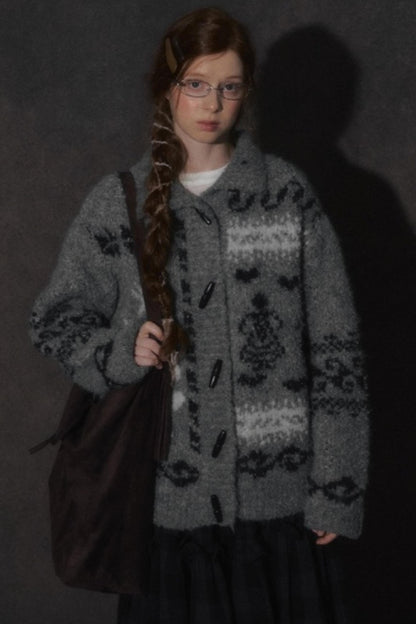 Retro Collegiate Knitted Cardigan