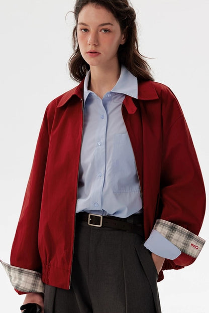 Harrington Contrast Check Lapel Jacket