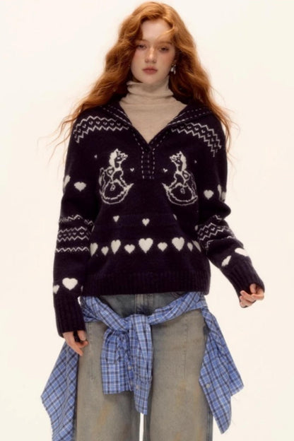 Retro Jacquard Knit Sweater