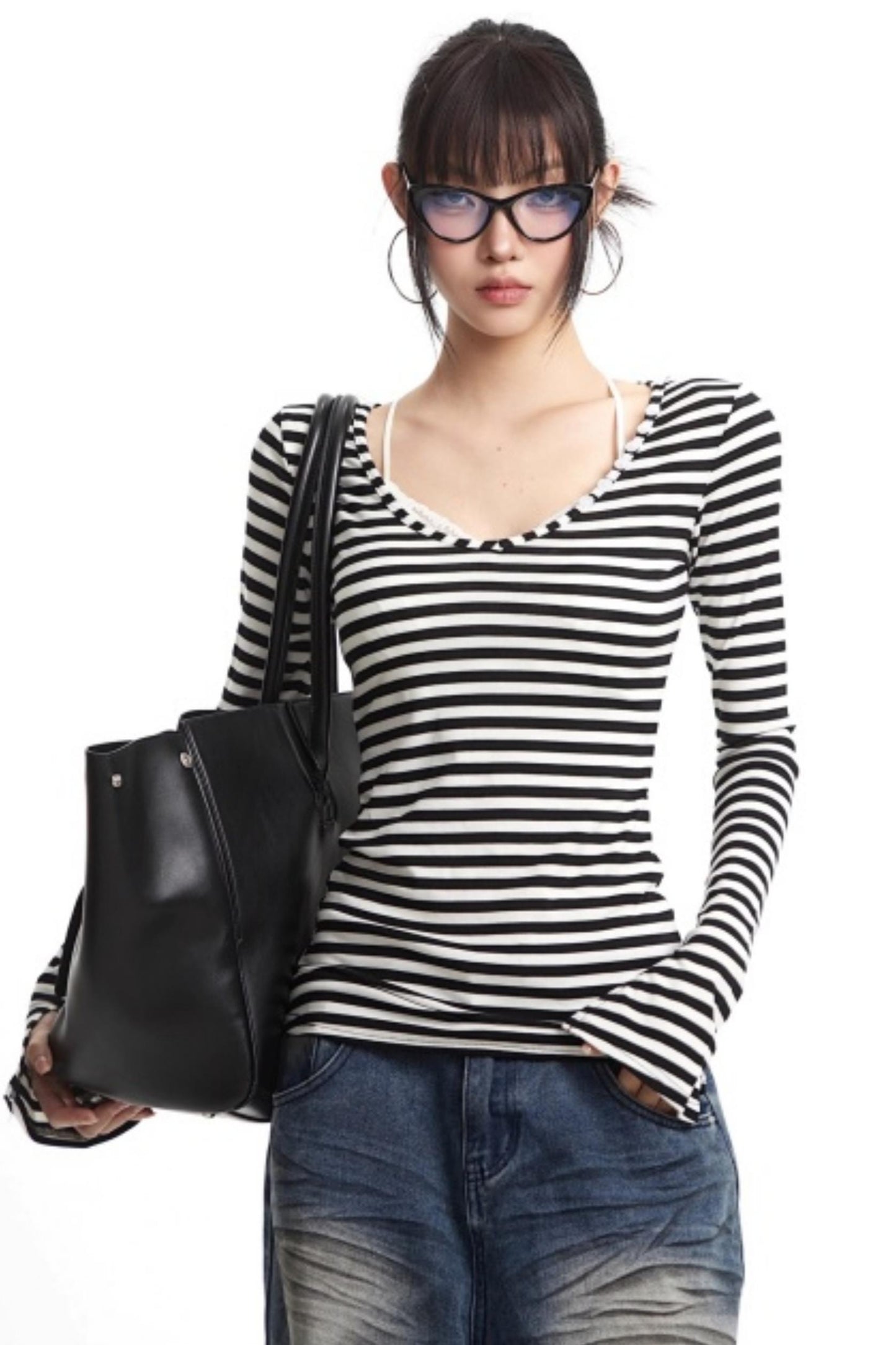 Lyocell Retro Striped Top Set-Up