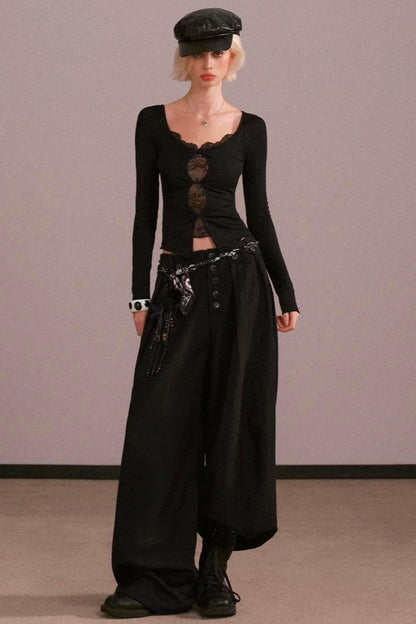 Hollow Lace Two-Piece Top