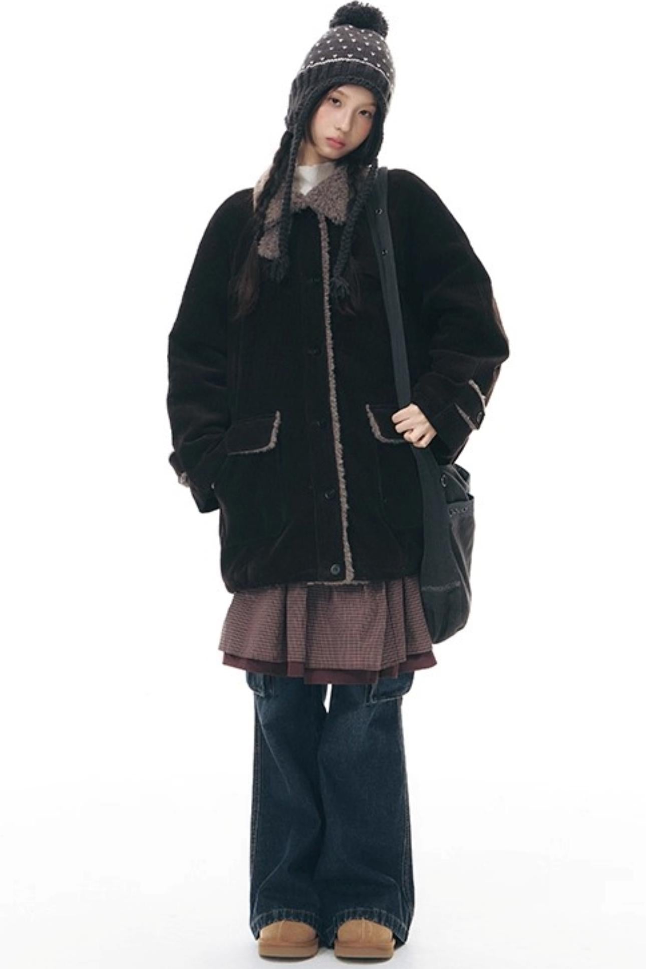 Corduroy Plush Patchwork Jacket