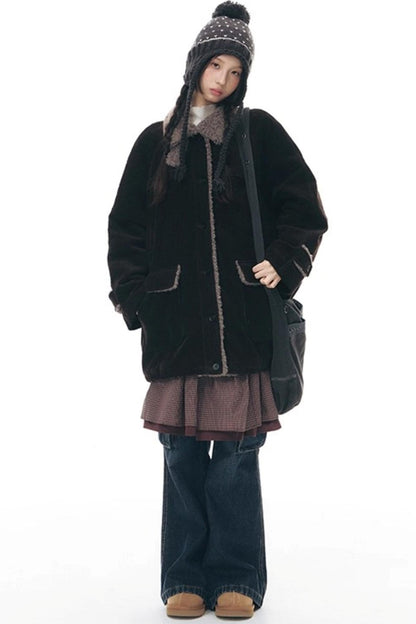Corduroy Plush Patchwork Jacket