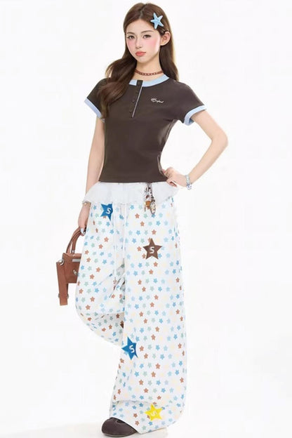 Retro Star Wide-Leg Pants