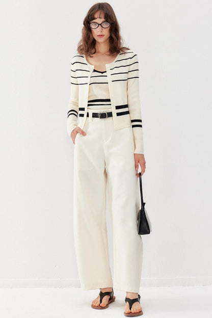Striped Knit Jacket Set-Up