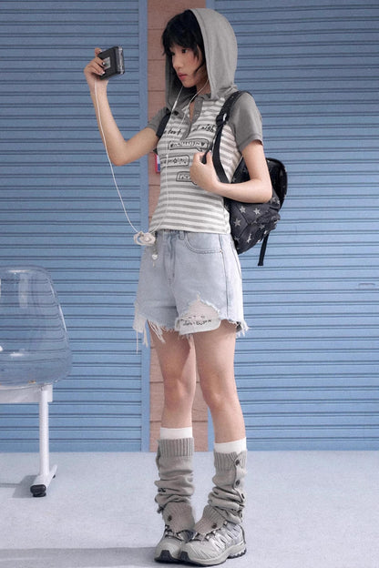 Whiskered Wings Denim Shorts