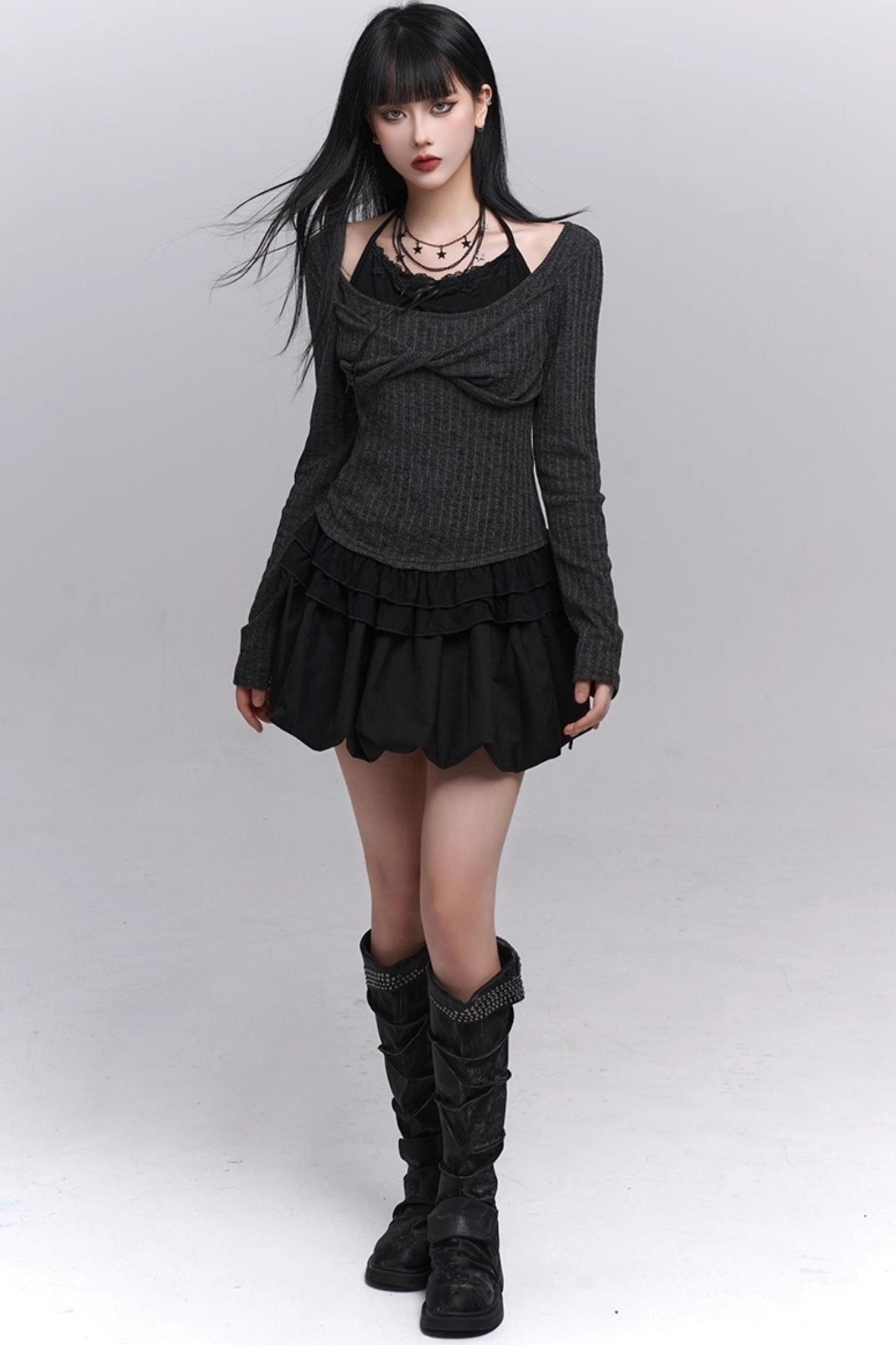 Early Gray Sleeve Halter Top