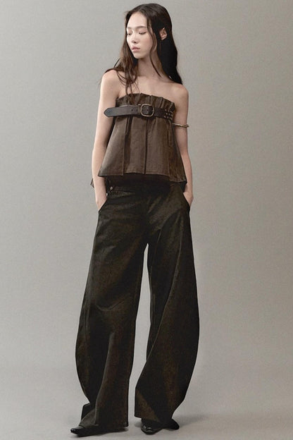 Genesis Pleated Leather Skirt