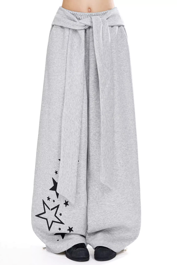 Star Print Wide-Leg Pants