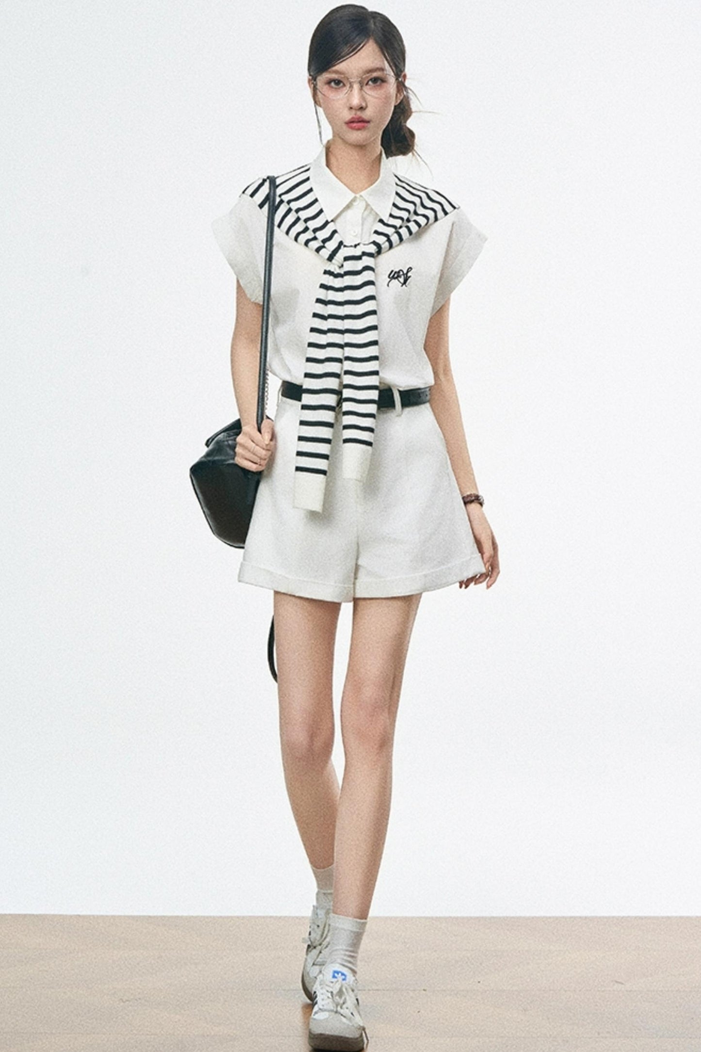 High-Waist White Casual Shorts