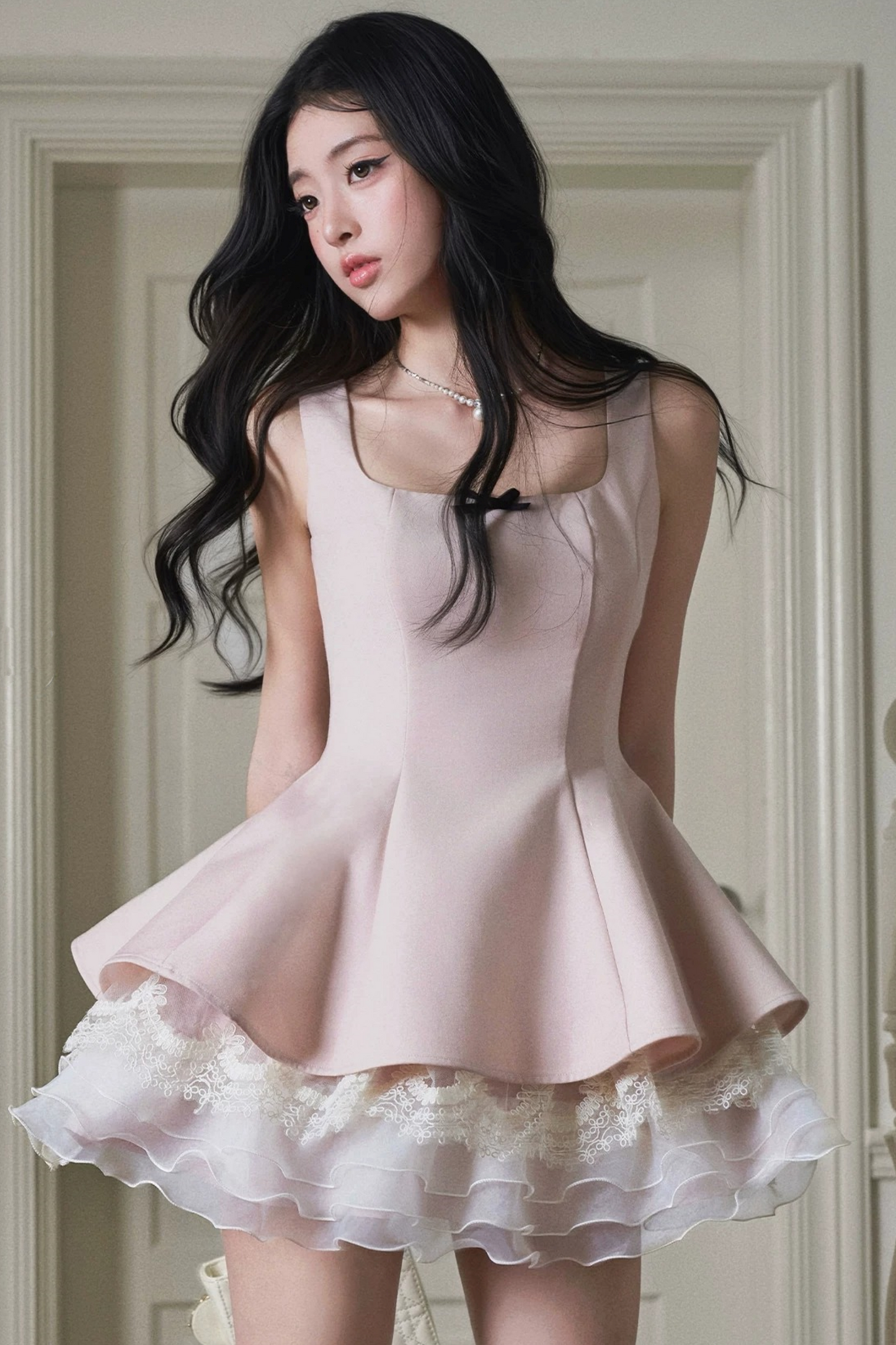 Robe en dentelle à nœud narcisse