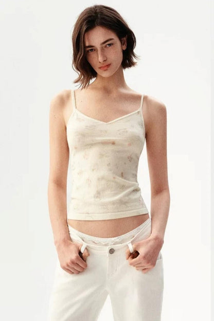 Gilet in maglia con stampa rétro francese