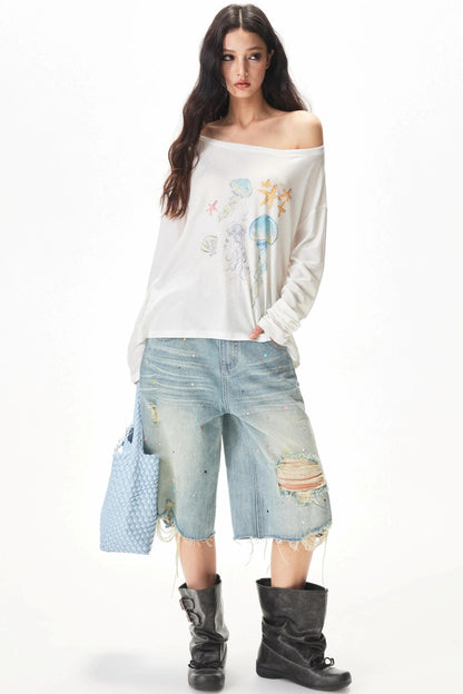 Watercolor Hand-Painted Blouse