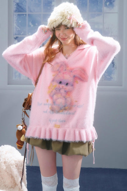 Pleated Hem Drawstring Sweater