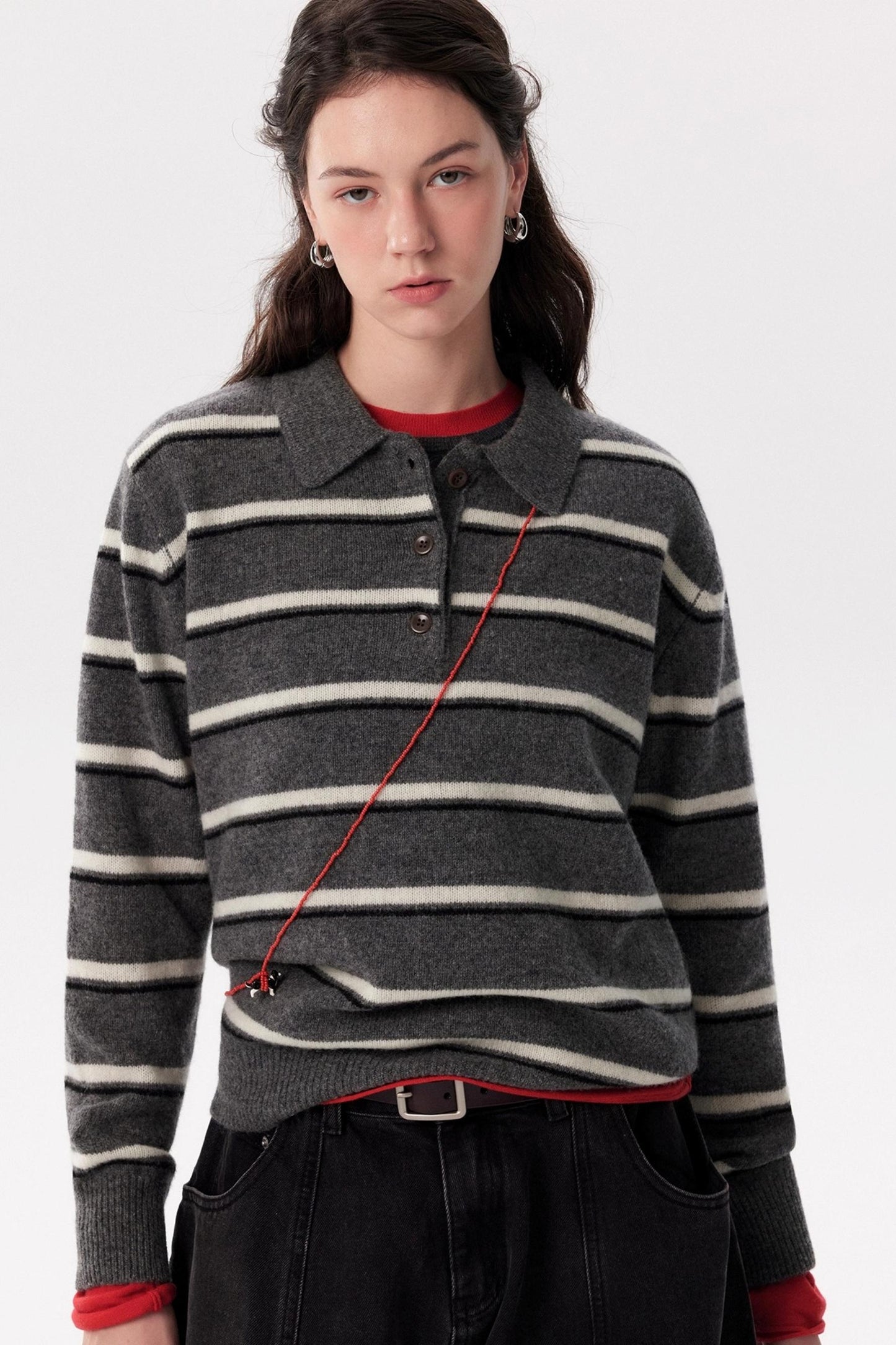 Fashionable Striped Wool Knitted Sweater