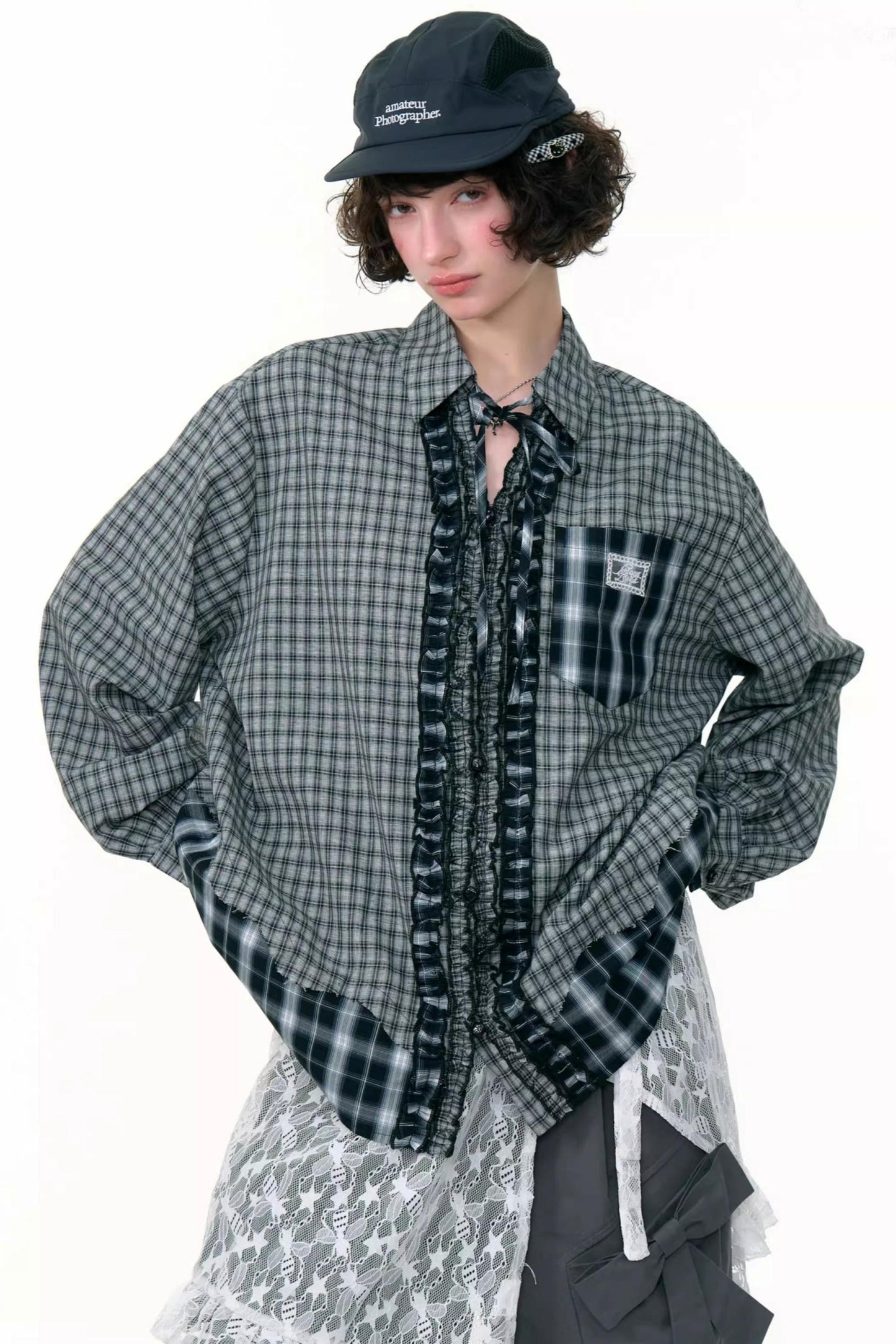 Retro Plaid Long-Sleeved Shirt