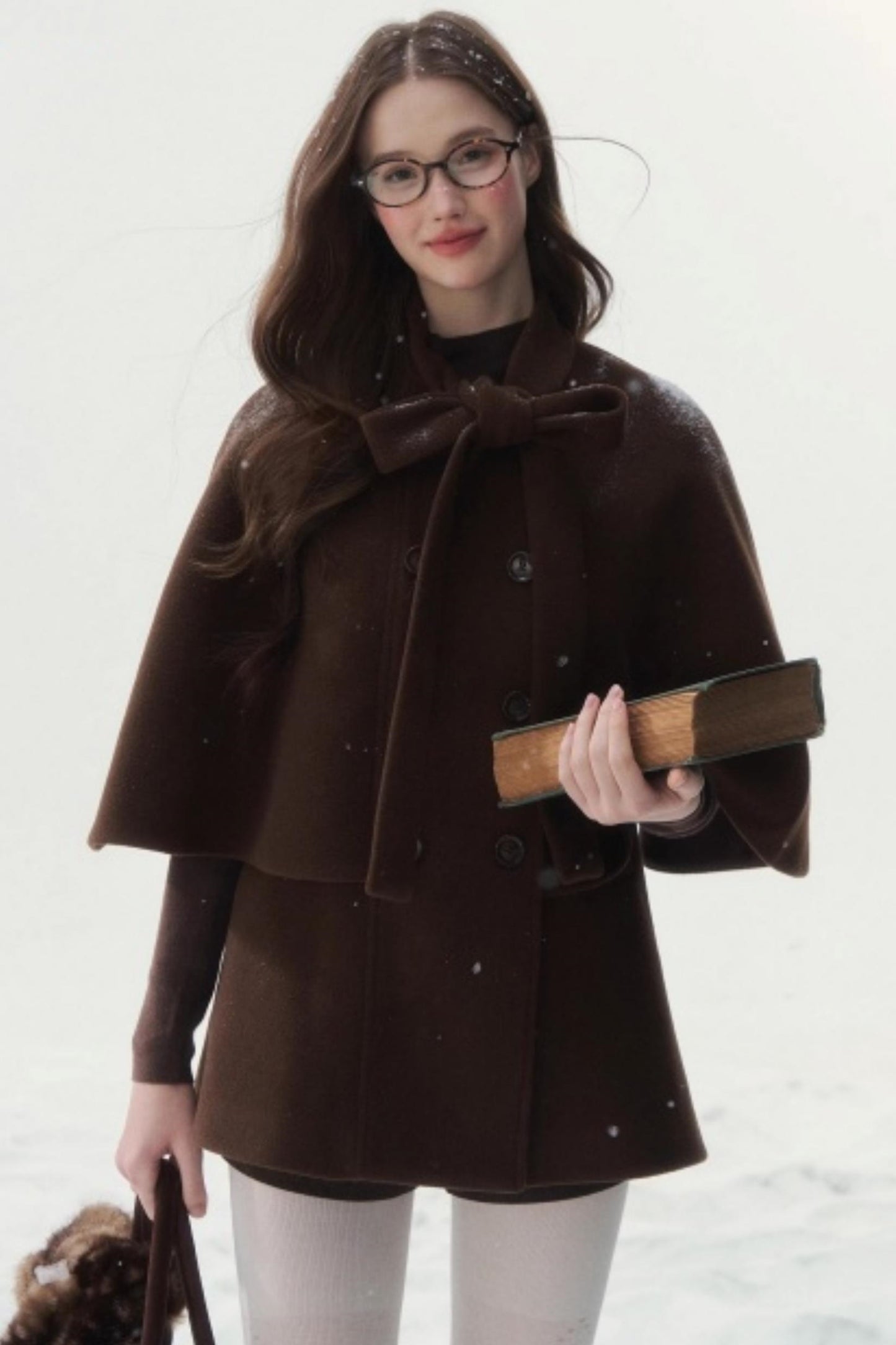 Cocoa Double-Breasted Cape Coat