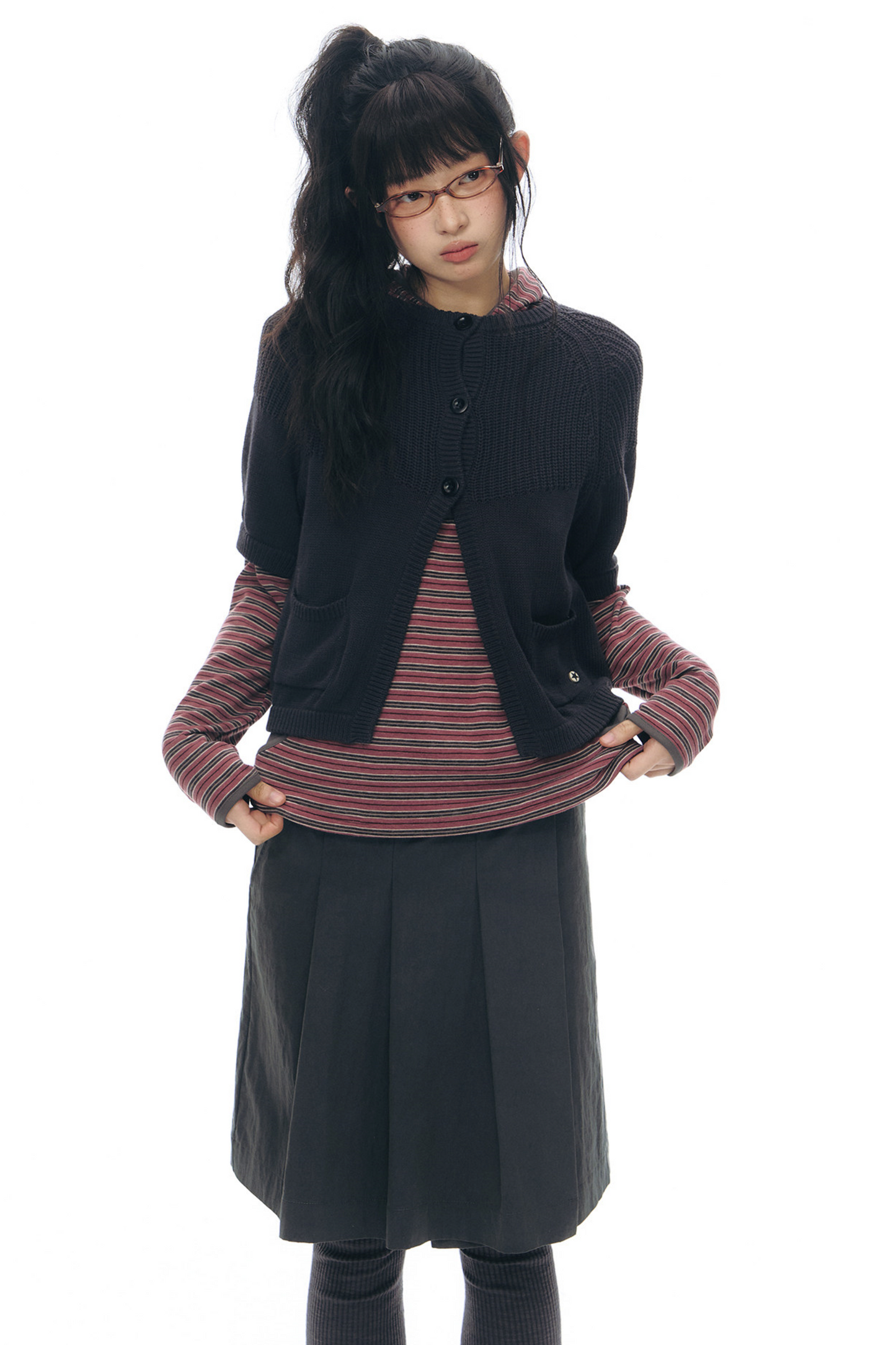 Striped Hooded Color-Block Top