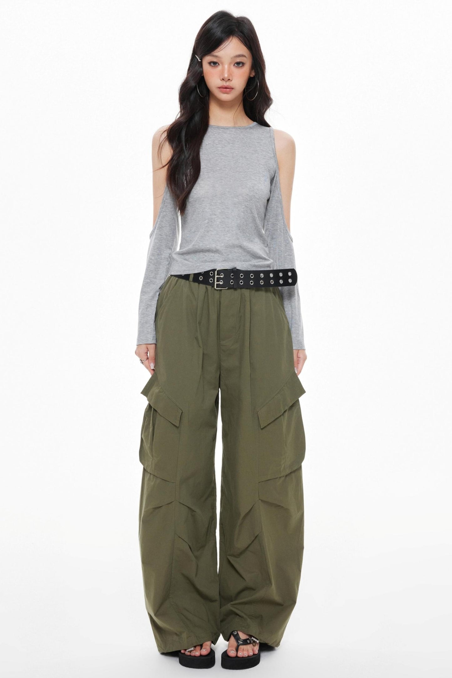 Vintage Gray Knitted Long Sleeve T-Shirt