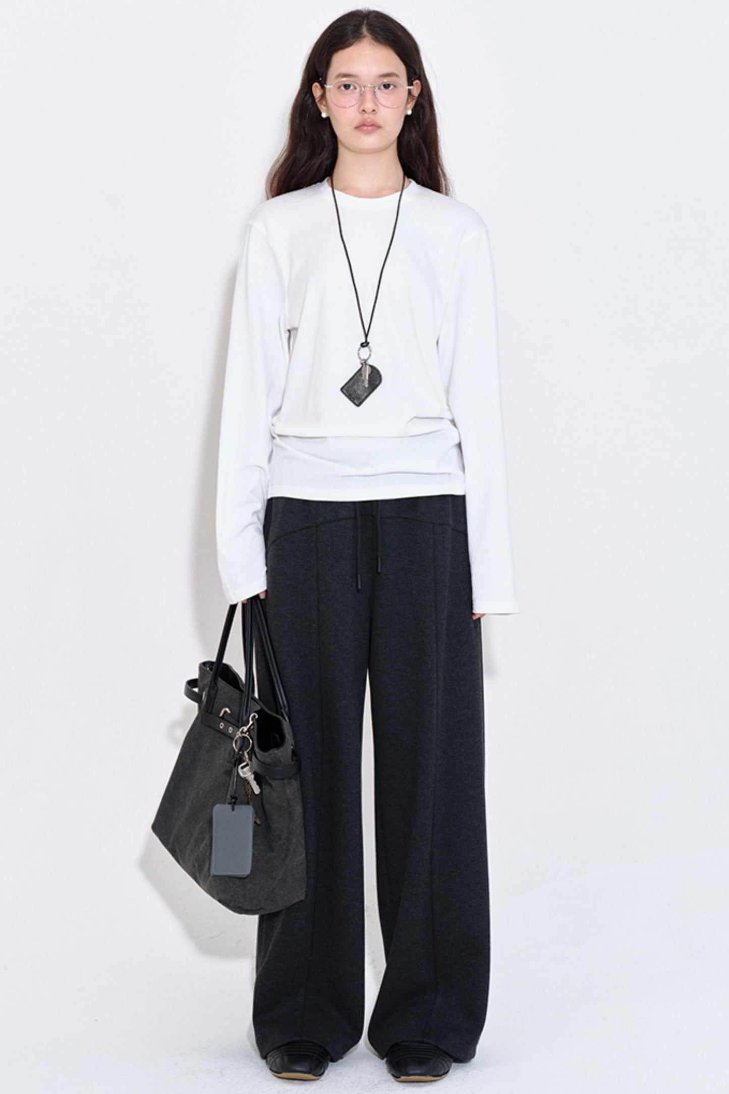 Split Line Stitching Loose Straight Pants