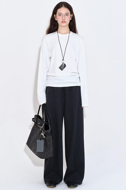 Split Line Stitching Loose Straight Pants