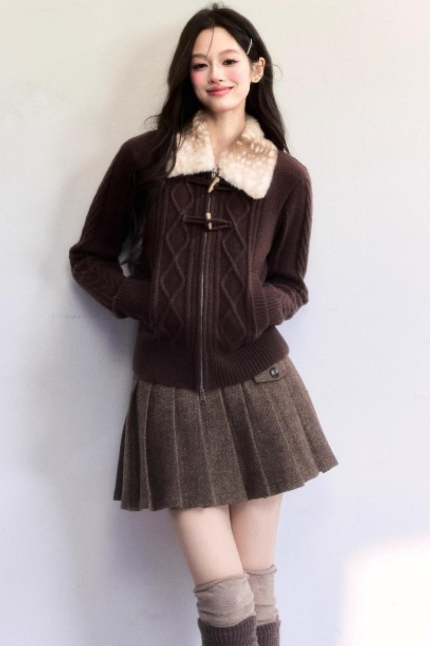 Amber Flow Wool Plaid Skirt