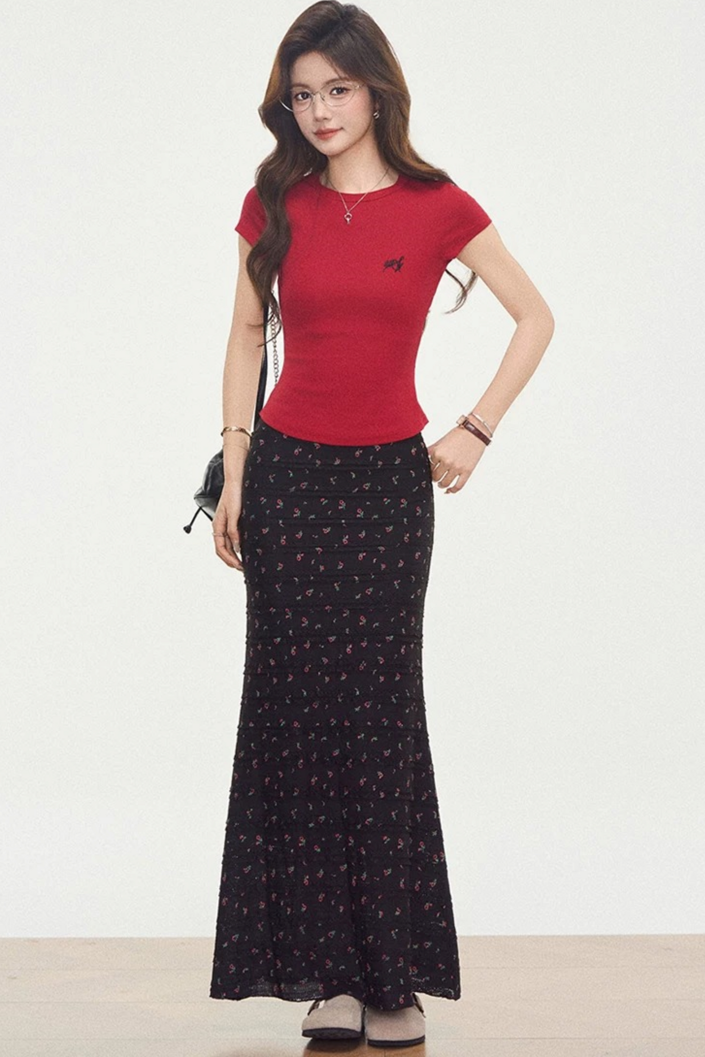 Flutter Sleeve Floral Mermaid Skirt Set-Up
