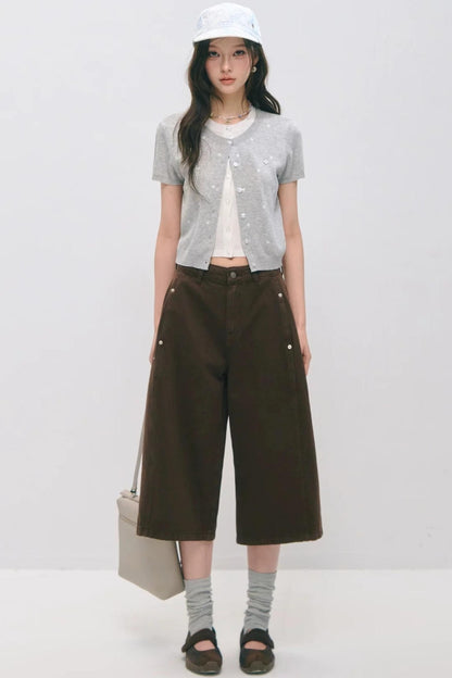 Dekonstruierte 7/8-Hose mit weitem Bein