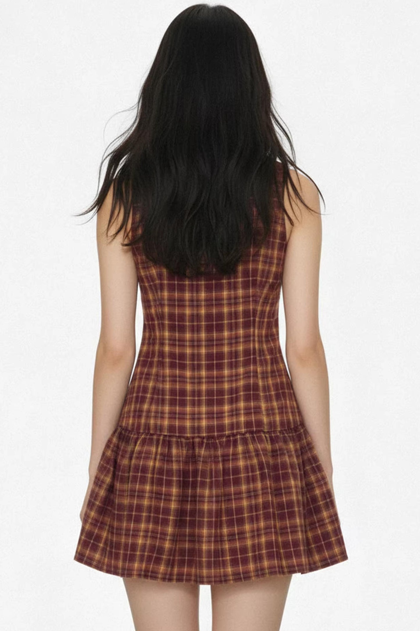 Retro Plaid Vest Dress