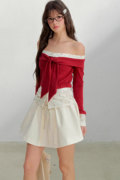 Bright Cherry Tie-Up Blouse