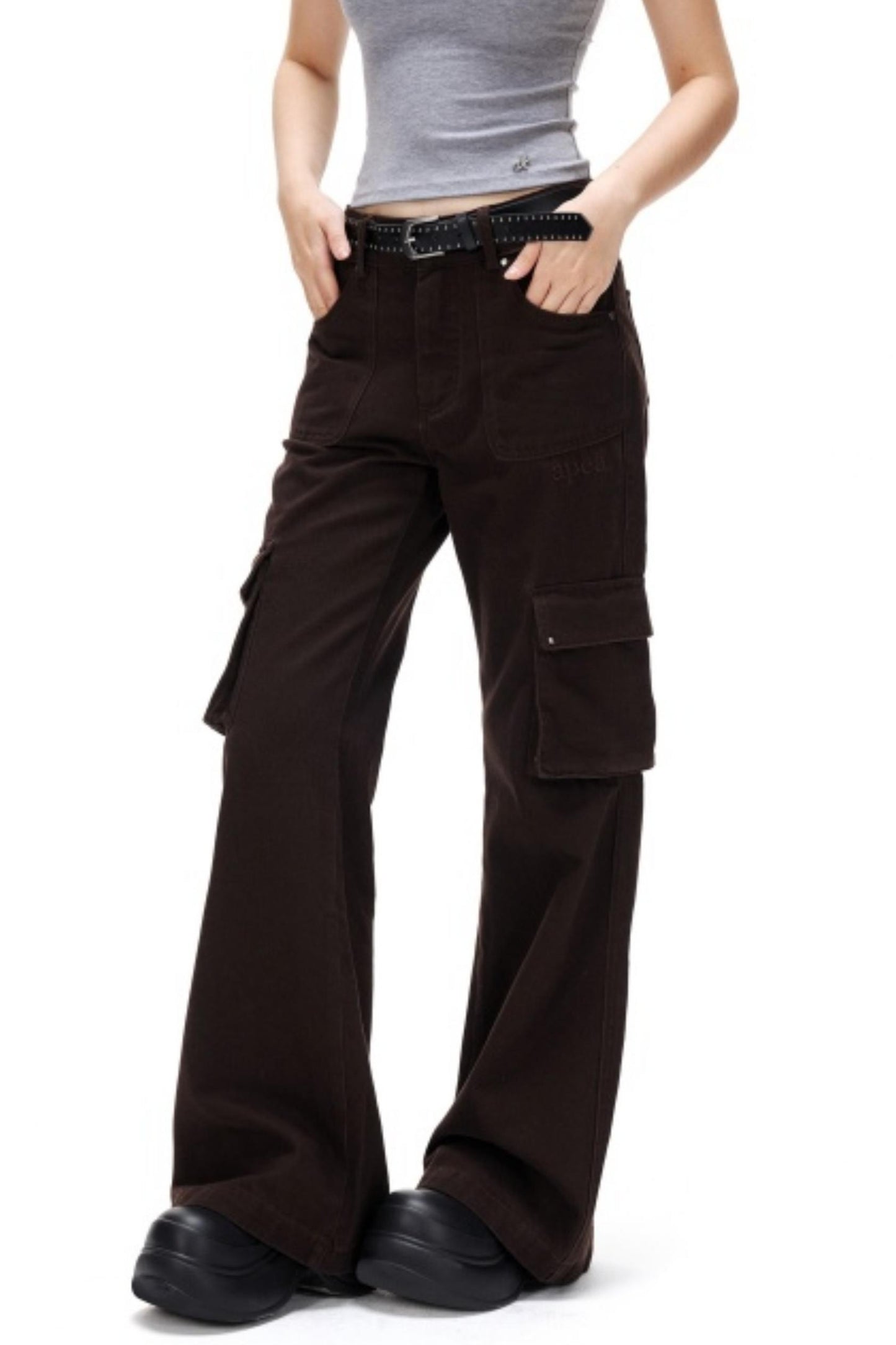 Retro Embroidered Rivet Pants