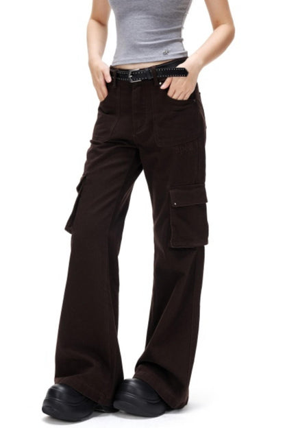 Retro Embroidered Rivet Pants