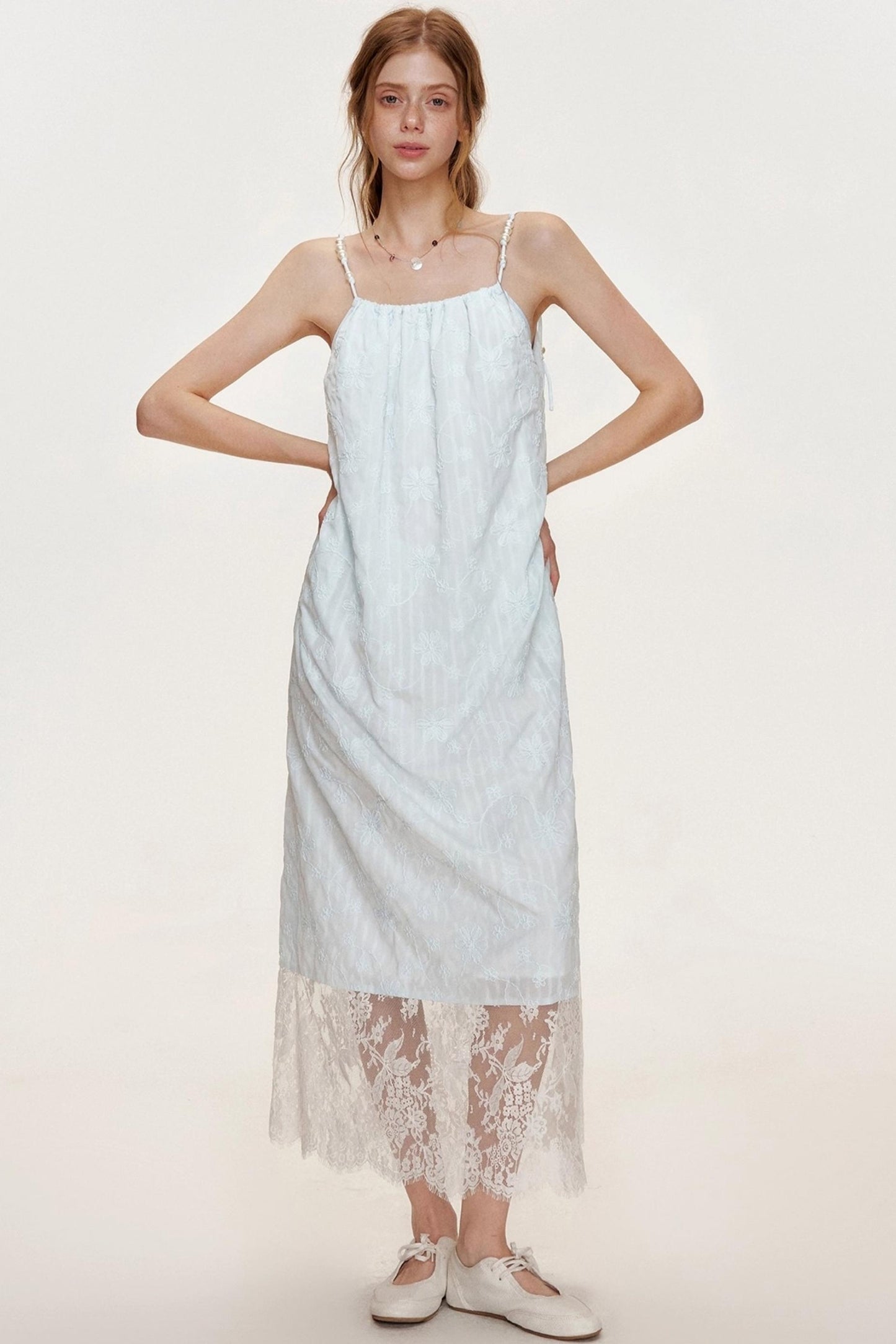 Ocean Blue Lace A-Line Dress