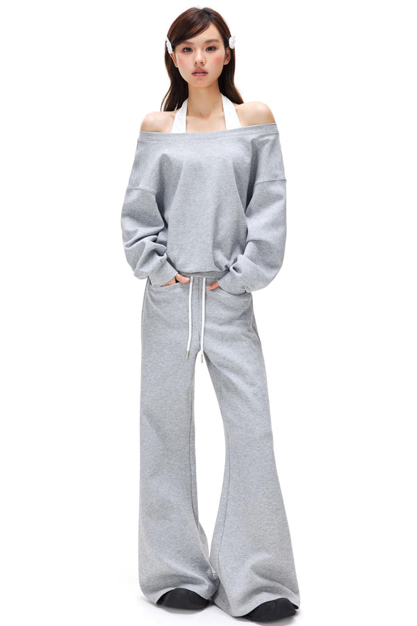 Halter Neck Pullover Sweater Set-Up