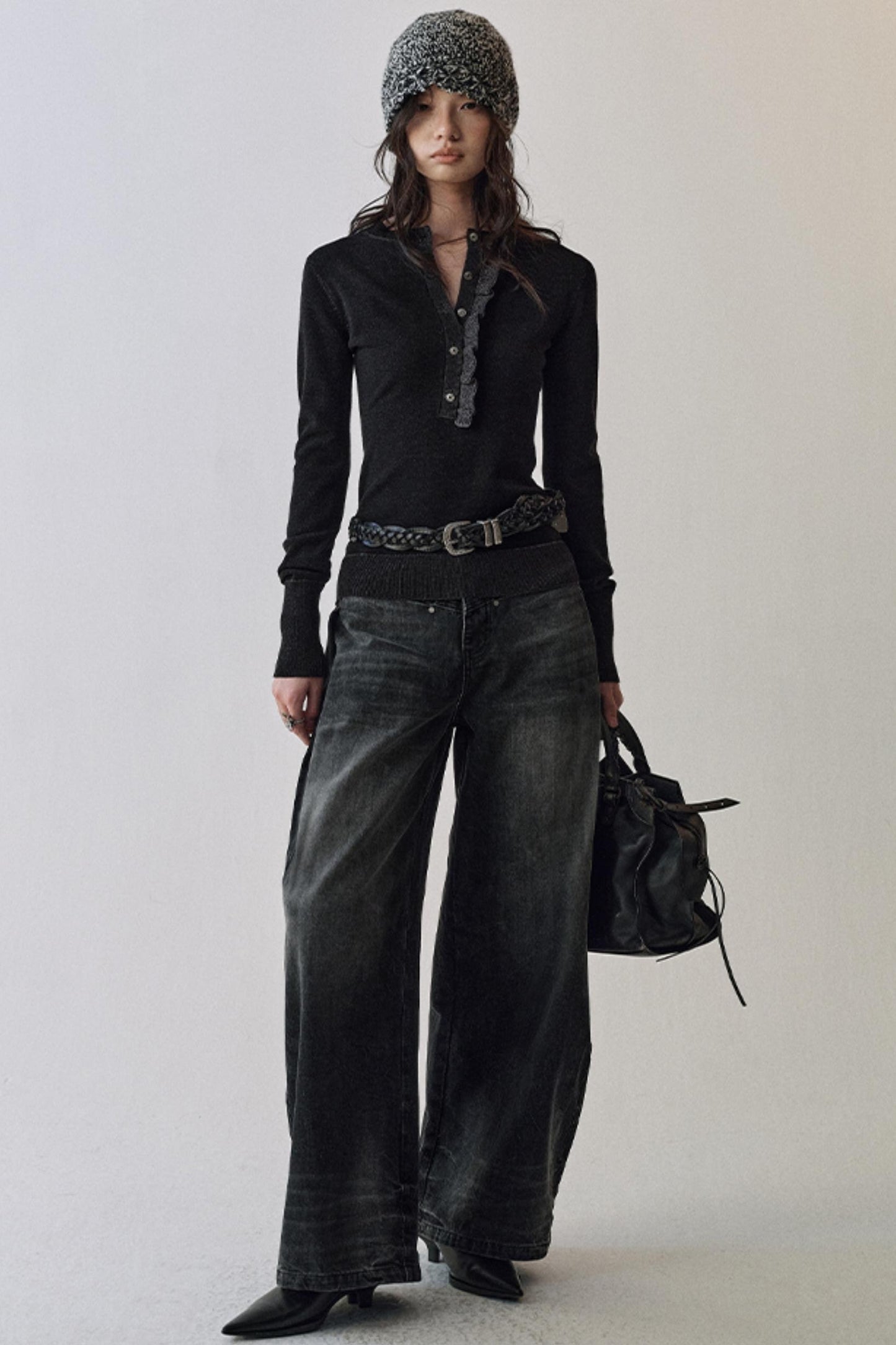 Flutter Crew Neck Knit Top