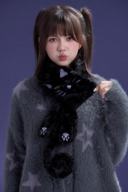Black And Purple Cat Scarf