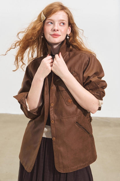 Multi-Pocket Casual Suede Jacket