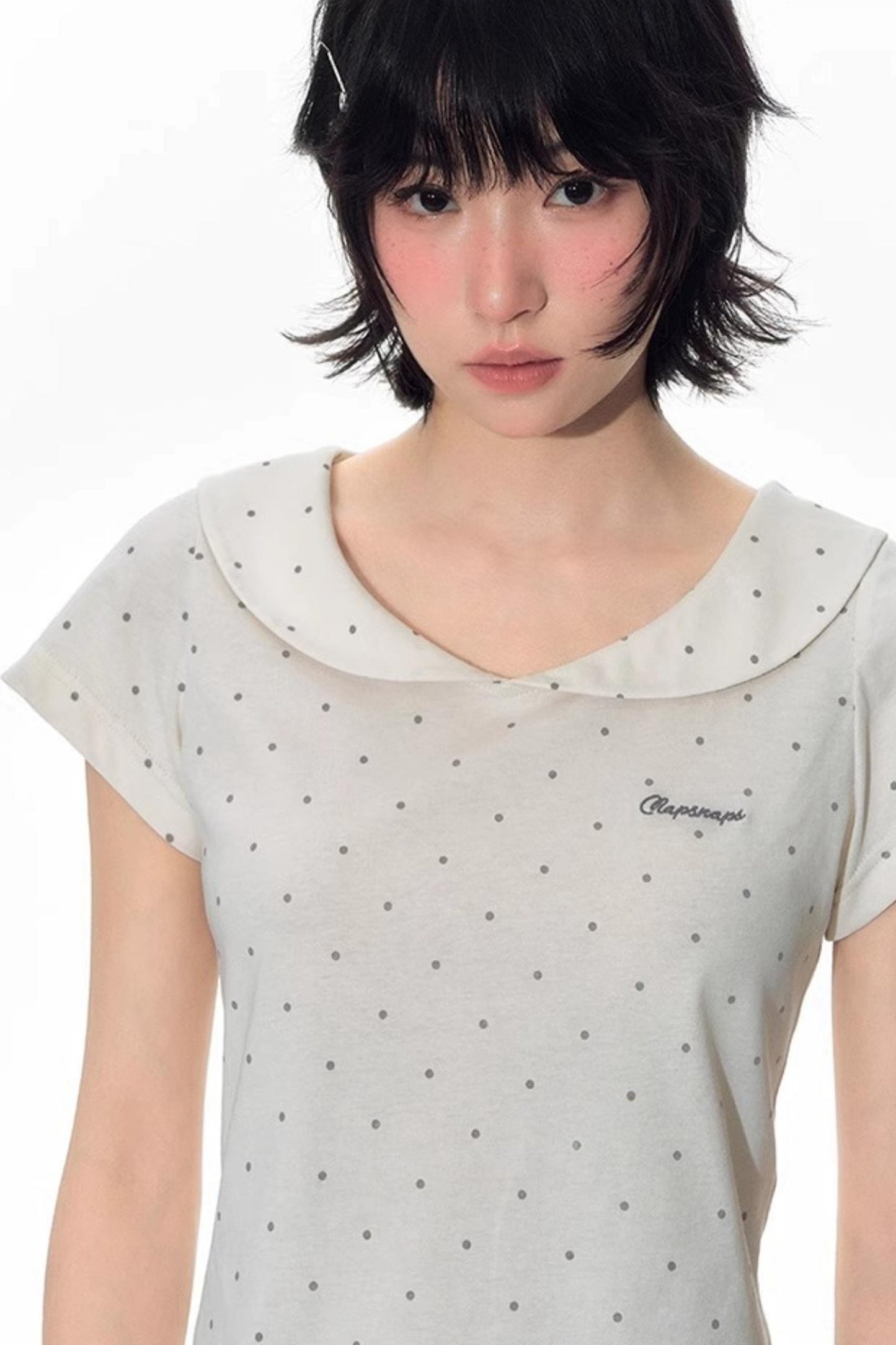Summer Polka Dot Doll Neck Tee