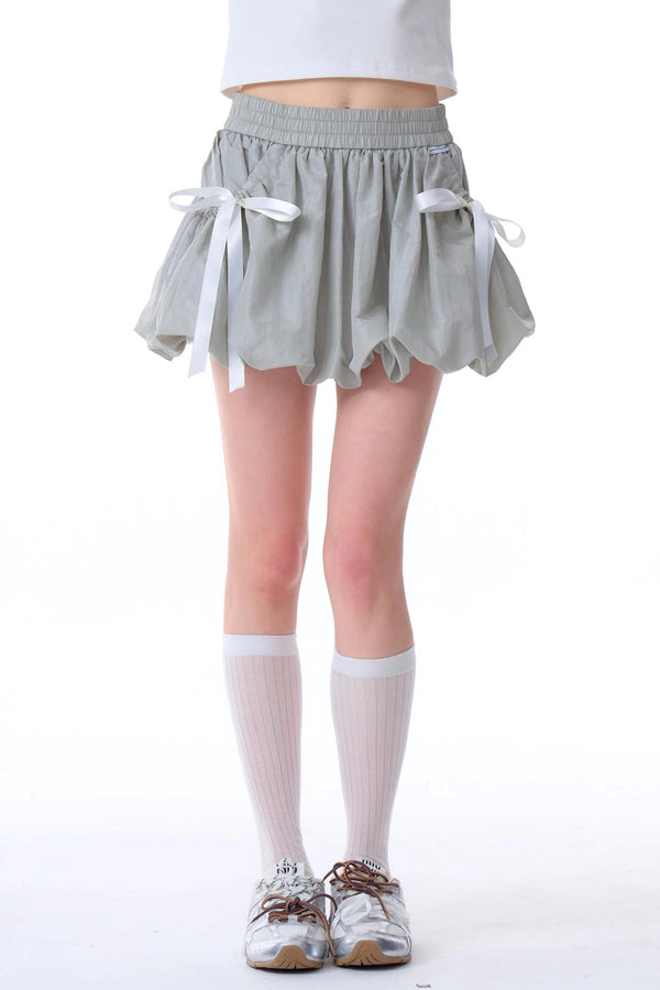Gray Flare Bowtie Skirt