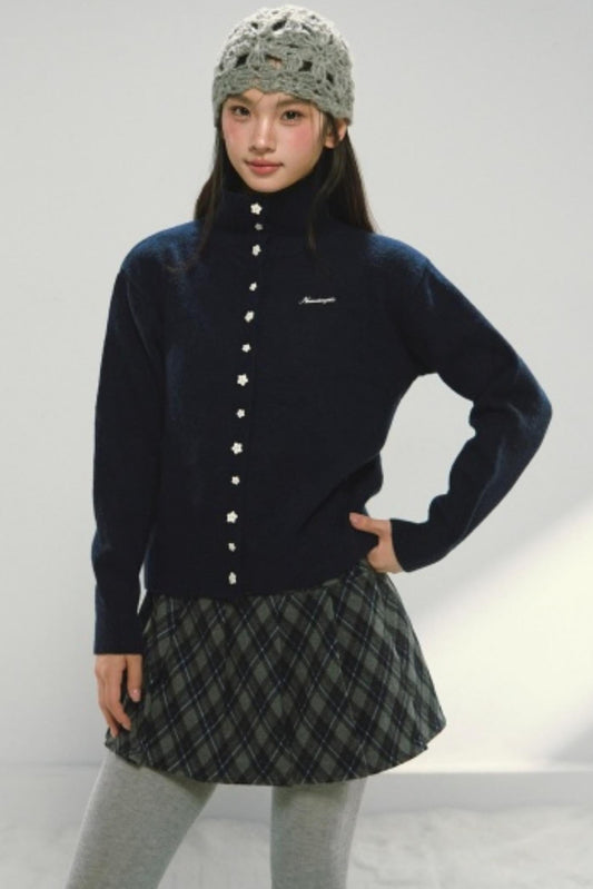 Vintage Star Button Cardigan Skirt Set-Up