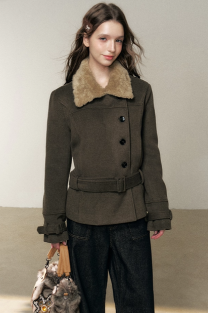 Coffee Green Woolen Coat